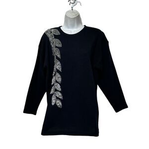outlander Petites vintage black silver sequins sweater Size PS